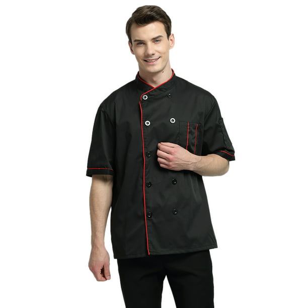 US Short Sleeve Chef Coat Jacket Restaurant Hotel Kitchen Cooker Costume Uniform 
